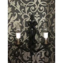 Franse smeedijzeren Wandlampen 2x