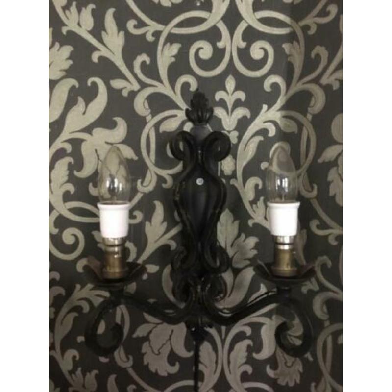 Franse smeedijzeren Wandlampen 2x