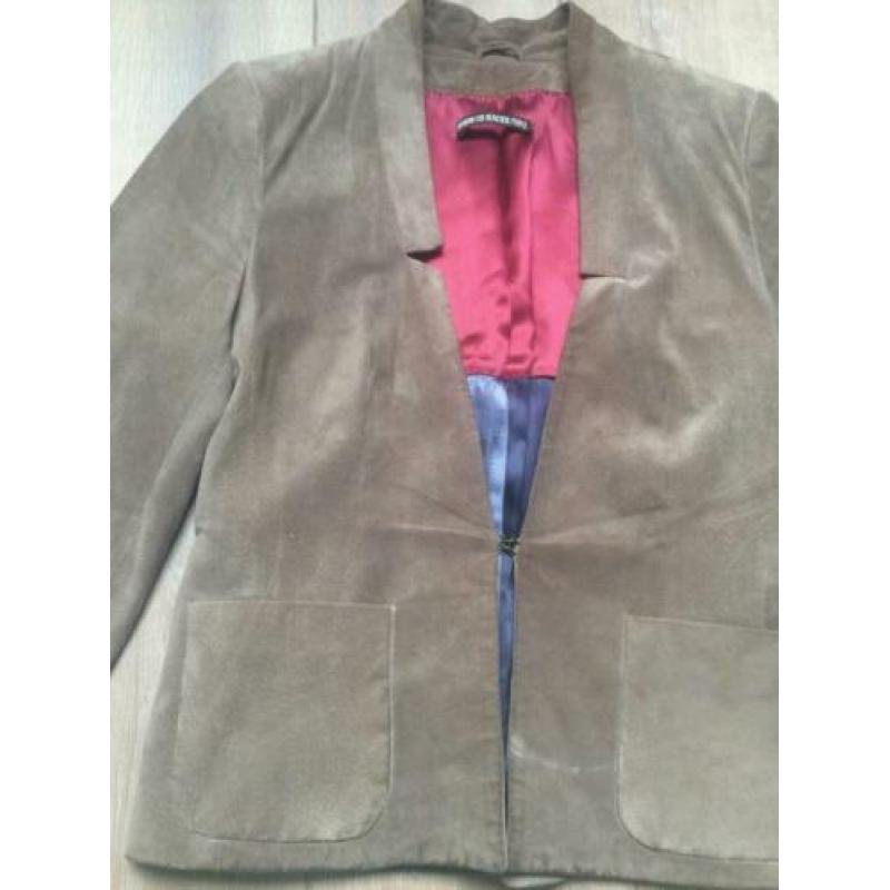 Leren Drykorn bruin grijs suede blazer / jack 2 / 36 / S