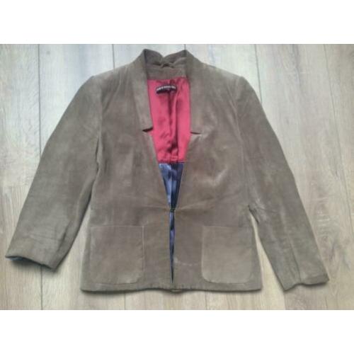 Leren Drykorn bruin grijs suede blazer / jack 2 / 36 / S