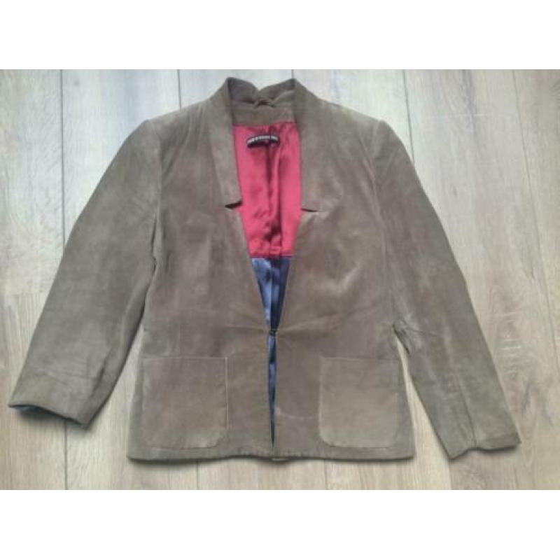 Leren Drykorn bruin grijs suede blazer / jack 2 / 36 / S