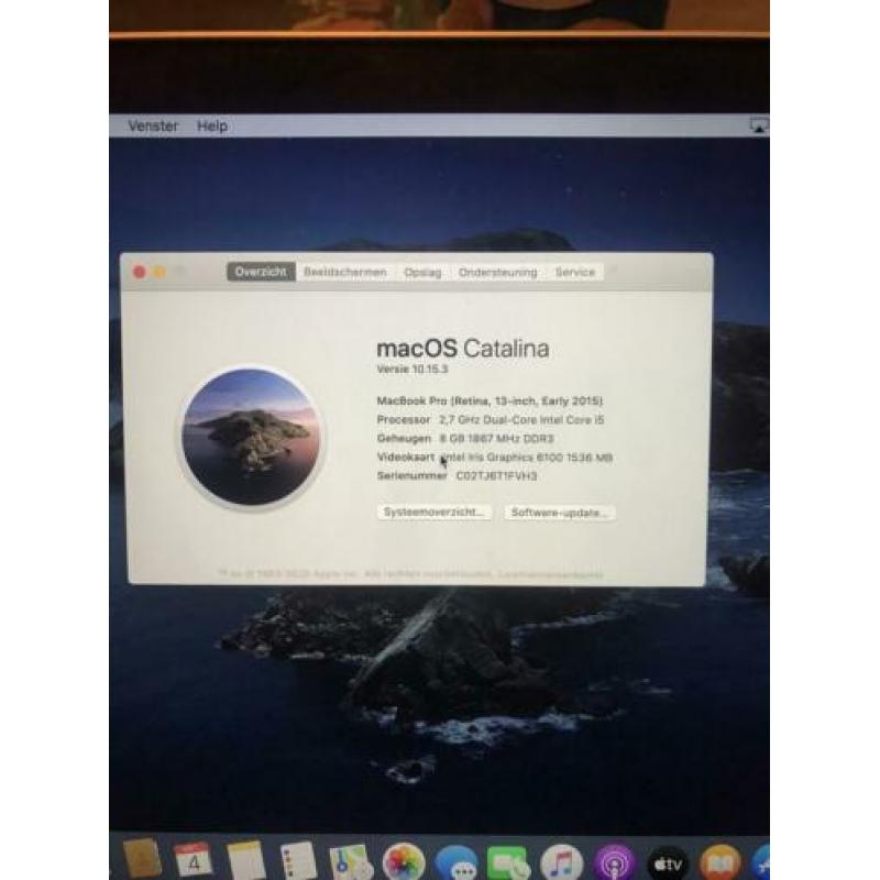 Macbook pro 2015 8 gb 2,7 ghz i5 128 gb ssd cyclus 117