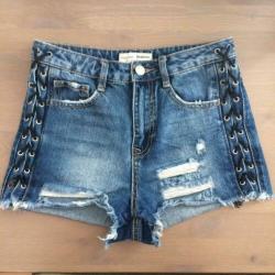 Spijkerbroek veter shortje Stradivarius high waist jeans S