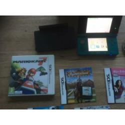 Nintendo 3DS, blauw, met 5spellen, oplader en originele doos