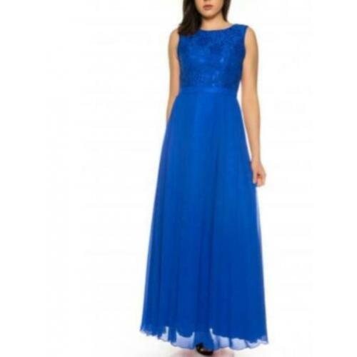 aanbieding grote maat galajurk royalblauw maat 48 50 52 54 5