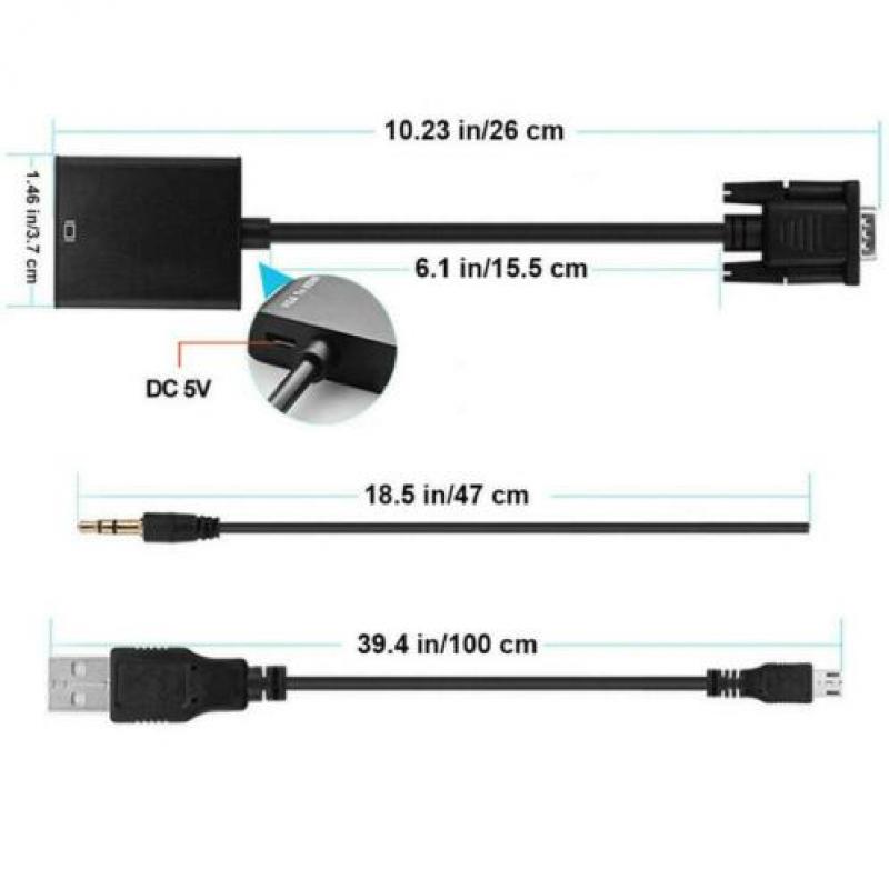 VGA naar HDMI Adapter + Audio *** NIEUW en TOPKWALITEIT ***
