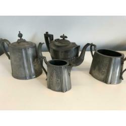 4 Antieke Tinnen (Silverplate) voorwerpen uit ca 1860
