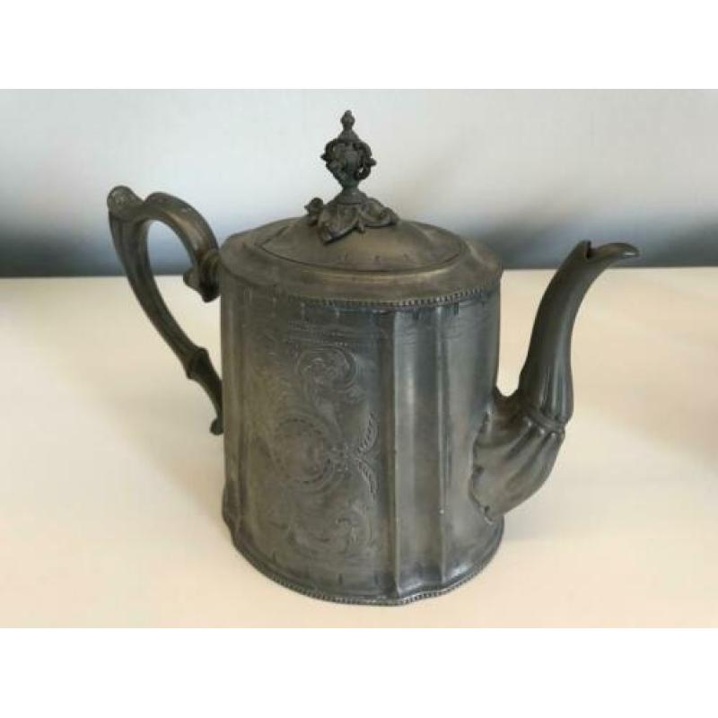 4 Antieke Tinnen (Silverplate) voorwerpen uit ca 1860