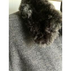 The Barn bruin jasje met wol en faux fur, maat 40 / M