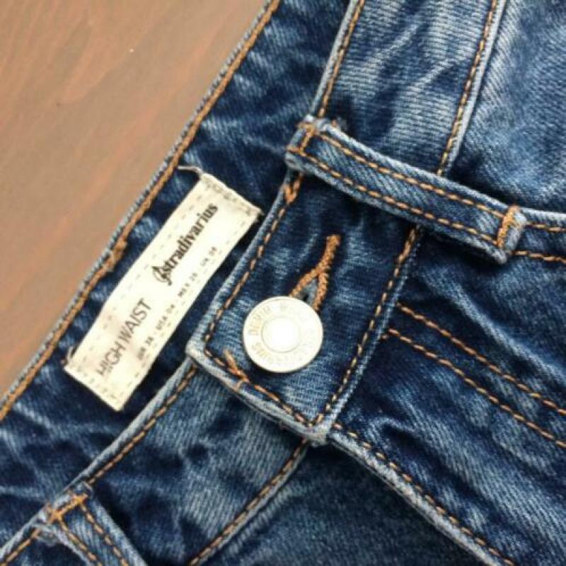 Spijkerbroek veter shortje Stradivarius high waist jeans S