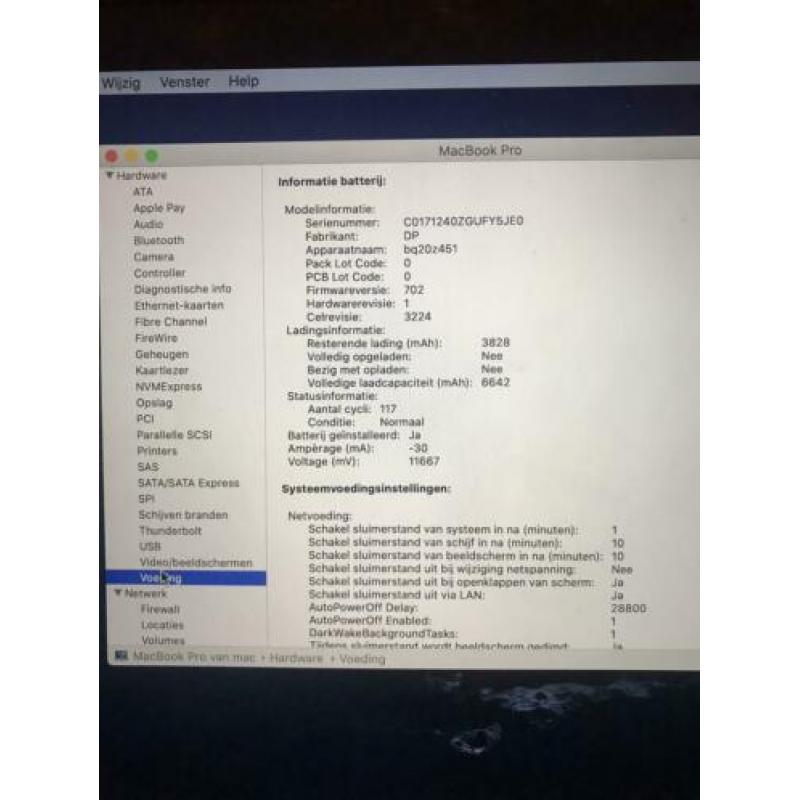 Macbook pro 2015 8 gb 2,7 ghz i5 128 gb ssd cyclus 117