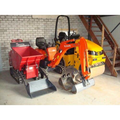 Kraan, rupsdumper, shovel, wals te huur!