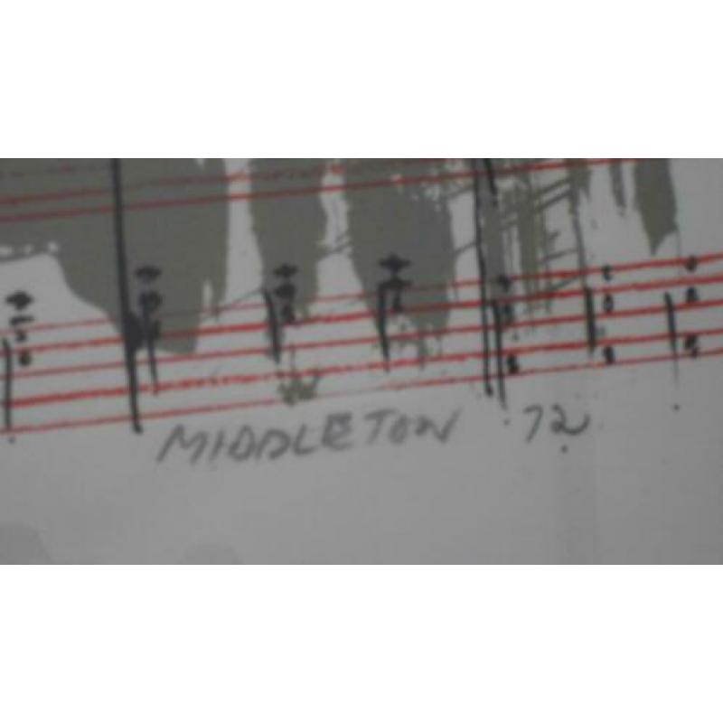 SAM MIDDLETON ; grote gesigneerde litho, ingelijst