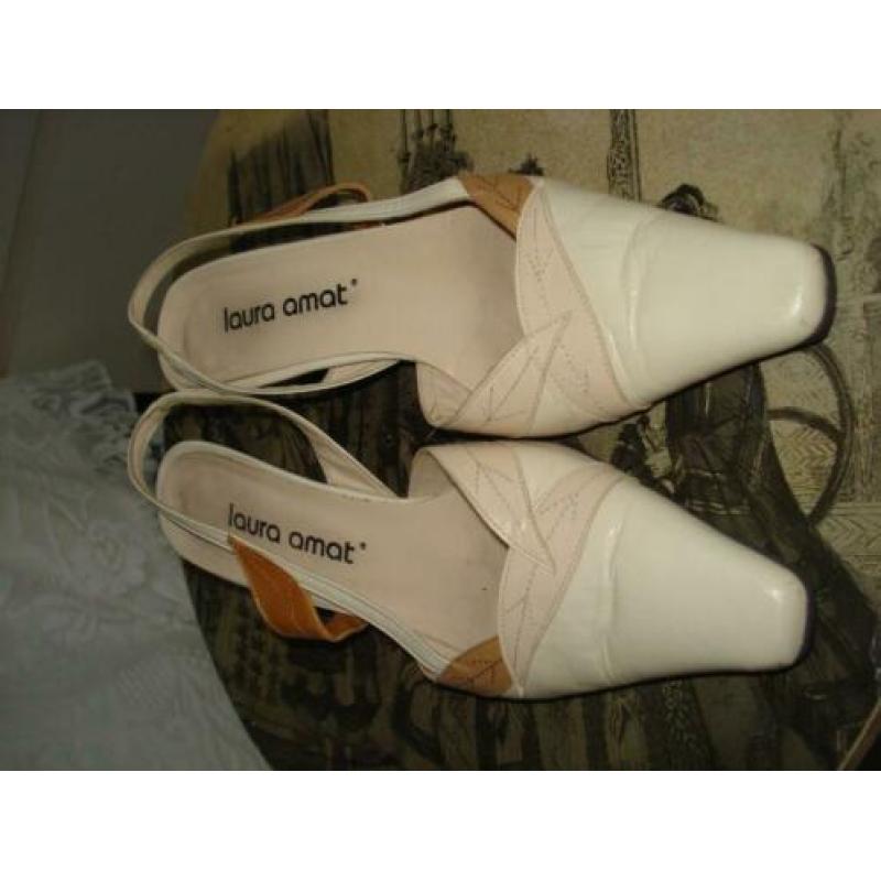 Beige leren pump mt 37 aangeboden