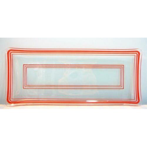 Vintage 60s retro glazen cakeschaal schaal glas servies rood