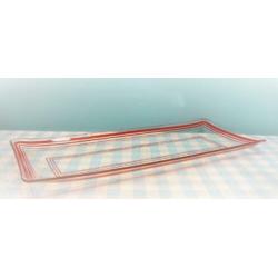 Vintage 60s retro glazen cakeschaal schaal glas servies rood