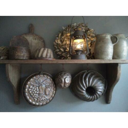 Oude brocante koperen bakvorm puddingvorm druiventros Etage3