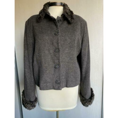The Barn bruin jasje met wol en faux fur, maat 40 / M