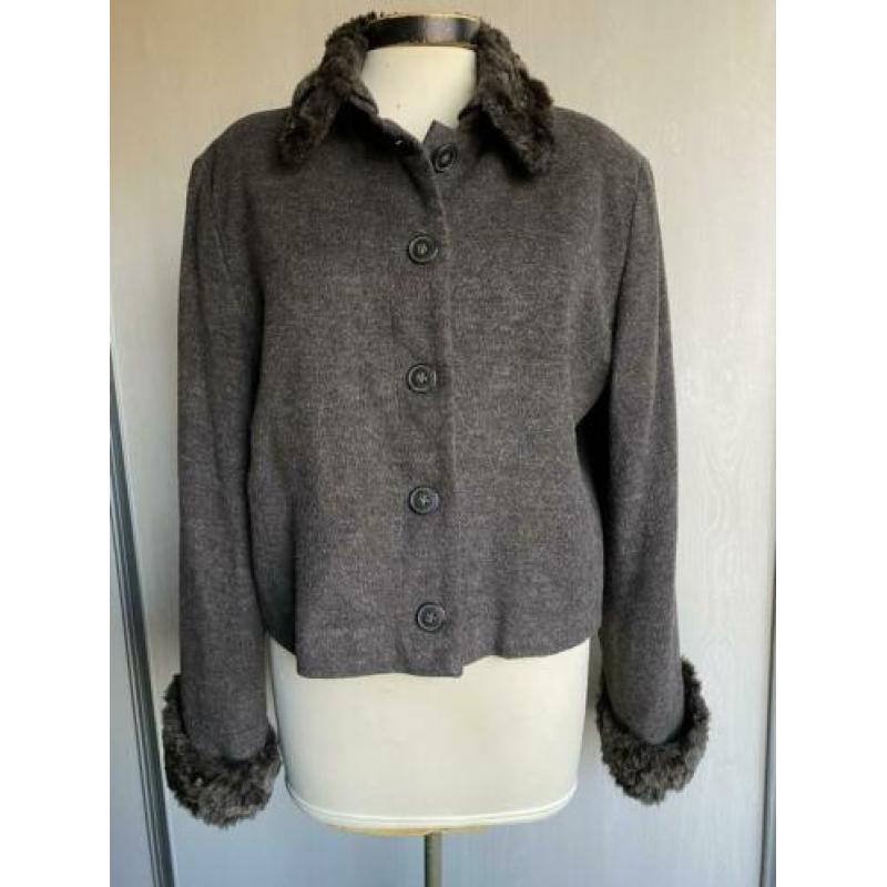The Barn bruin jasje met wol en faux fur, maat 40 / M