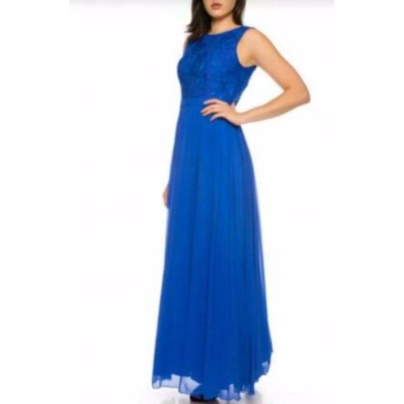aanbieding grote maat galajurk royalblauw maat 48 50 52 54 5