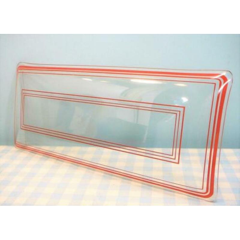 Vintage 60s retro glazen cakeschaal schaal glas servies rood