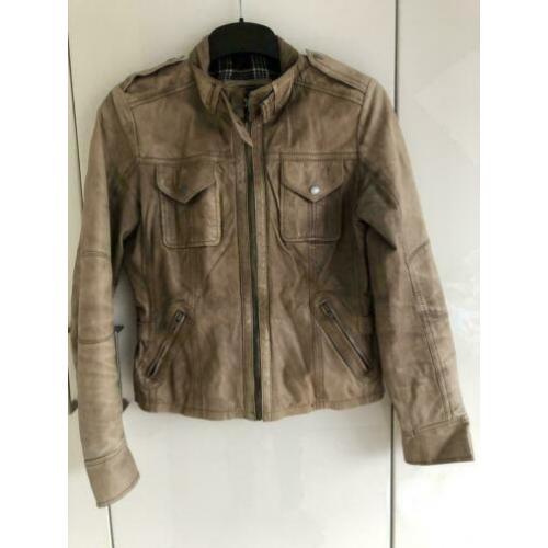 Leren Jack jas beige bruin maat S Gipsy