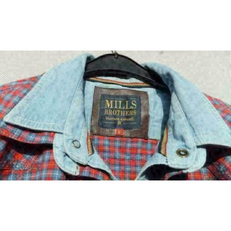 MILLS BROTHERS spijker/ruit overhemd mt L