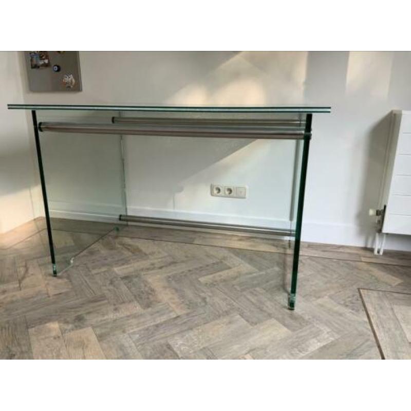Glazen bureau met craquelé blad