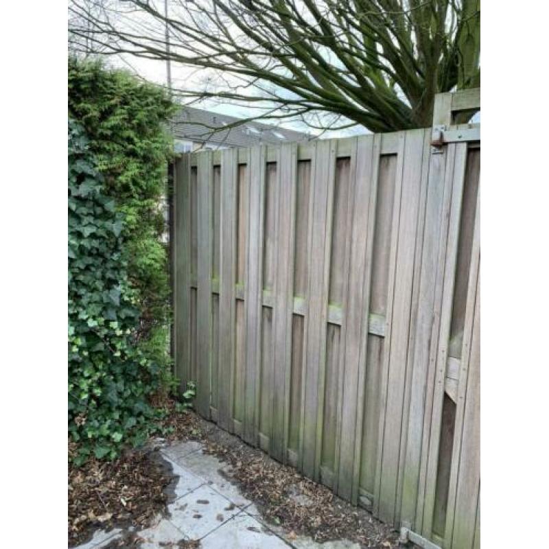 Schutting hardhout incl. poort ca. 6,25m breed
