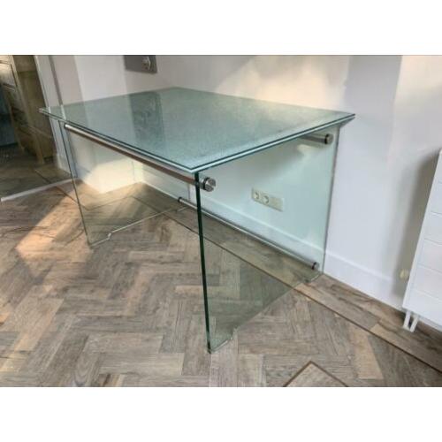 Glazen bureau met craquelé blad