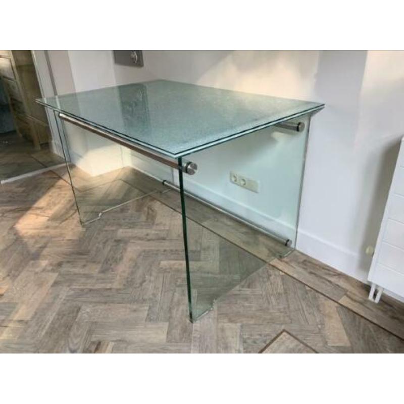 Glazen bureau met craquelé blad