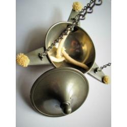 Olielamp Tin~3 Armig Lampje~Antiek Tinnen Olielamp~Hanglamp