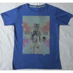 Hema T-shirt cable cars wit katoen maat 158-164