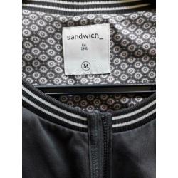 Sandwich gave grijze jurk/lang vest met rits nieuwstaat! M