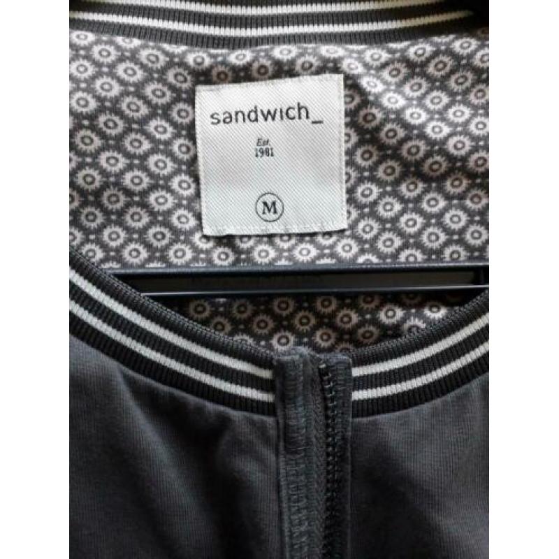 Sandwich gave grijze jurk/lang vest met rits nieuwstaat! M