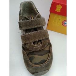 Maat 31 leren groen / bruine jongens sneakers met klittenban