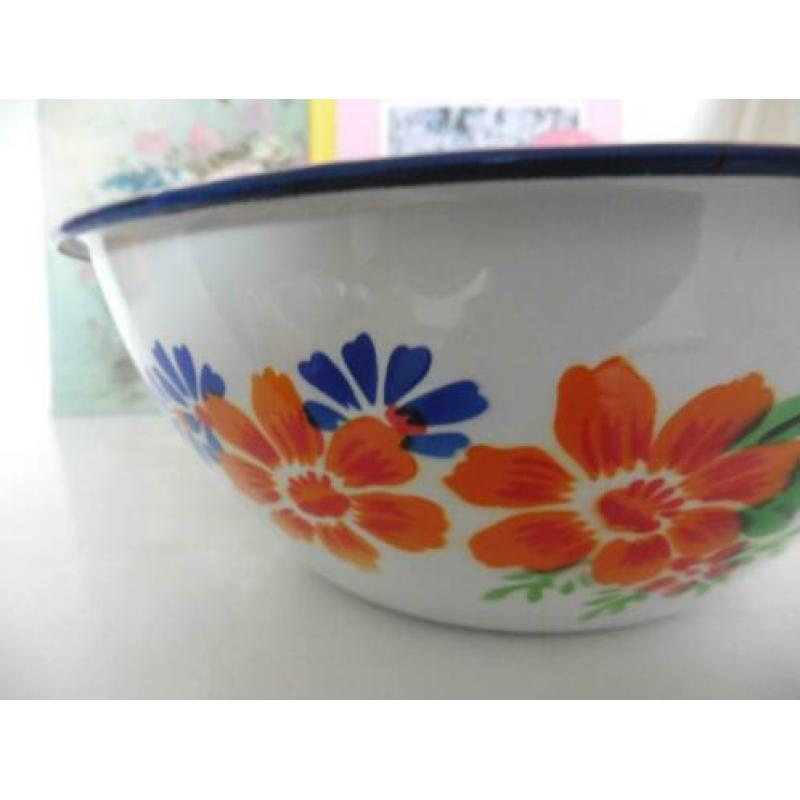 Emaille schaal bloemen Lucky Elephant retro vintage vintage
