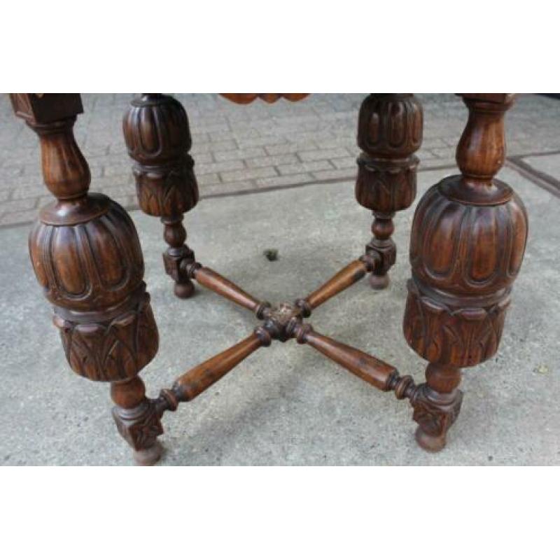 antiek 8 hoekig mechelse tafel bijzettafel