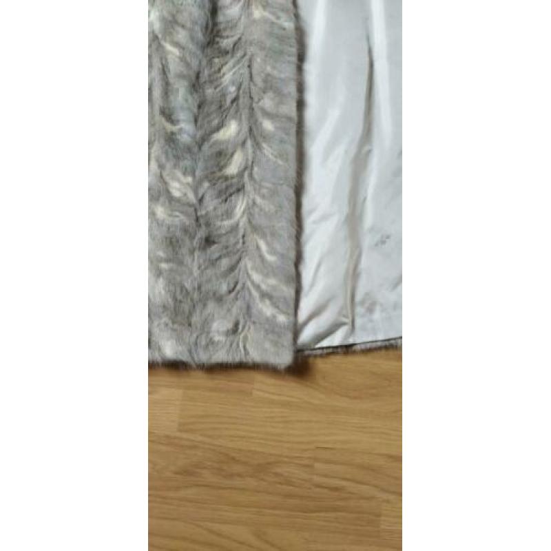 Echte dames bontjas vintagen ecru / grijs
