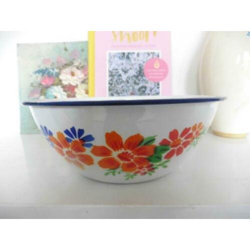 Emaille schaal bloemen Lucky Elephant retro vintage vintage