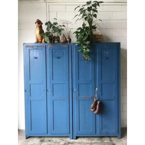 Lockerkast industriële kast houten locker oude lockerkast
