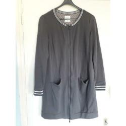 Sandwich gave grijze jurk/lang vest met rits nieuwstaat! M