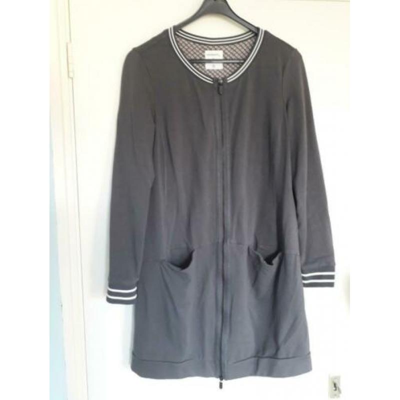 Sandwich gave grijze jurk/lang vest met rits nieuwstaat! M