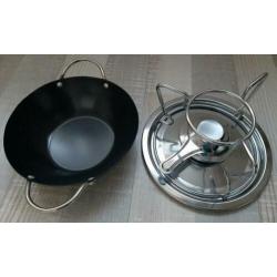 Fondueset Gourmetstel, brander, houder, onderbord, pan