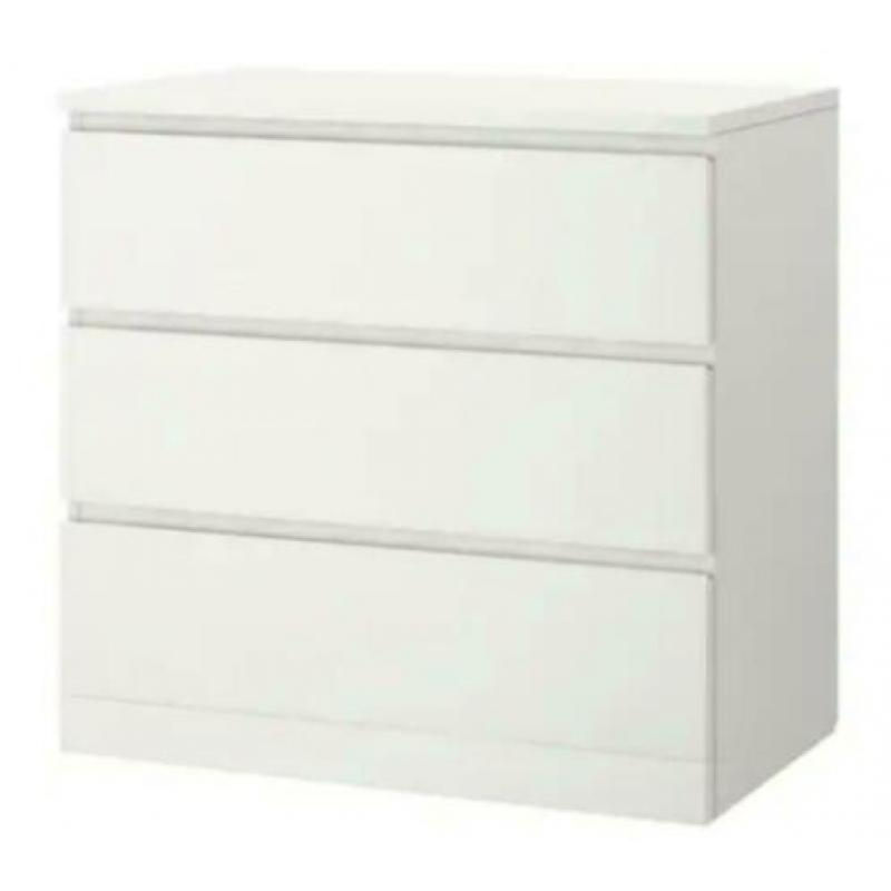 MALM Ladekast 3 lades wit