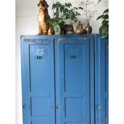 Lockerkast industriële kast houten locker oude lockerkast