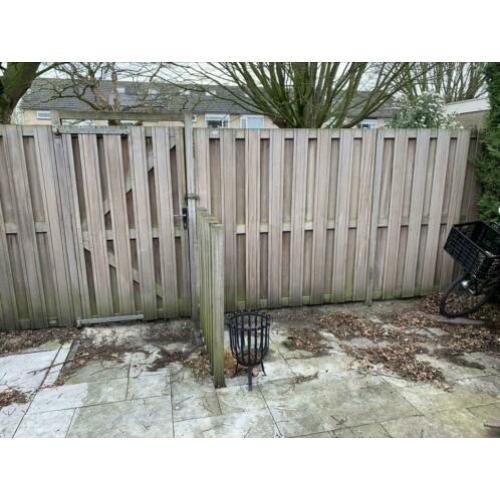 Schutting hardhout incl. poort ca. 6,25m breed