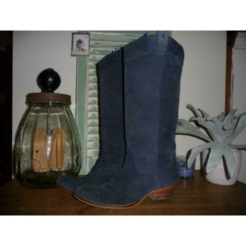 Blauw suede laarzen maat 40 cowboy western