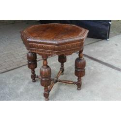 antiek 8 hoekig mechelse tafel bijzettafel
