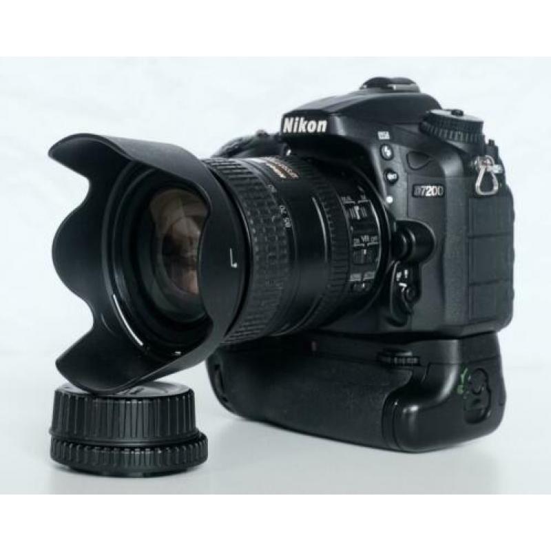 Nikon D7200, AF-S 16-85mm ED VR, batt. grip en accessoires